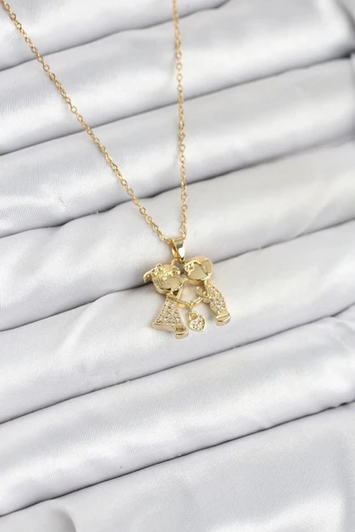 316L Çelik Zincir Gold Renk Erkek Kız Model Kadın Kolye ürün görseli 1