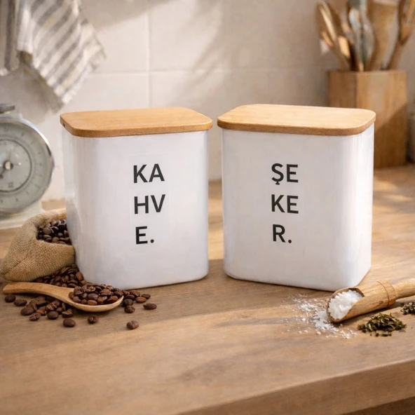 2'Li 1,5 LT Ahşap Vakum Kapaklı Saklama Kabı (PLASTİK) ürün görseli 1