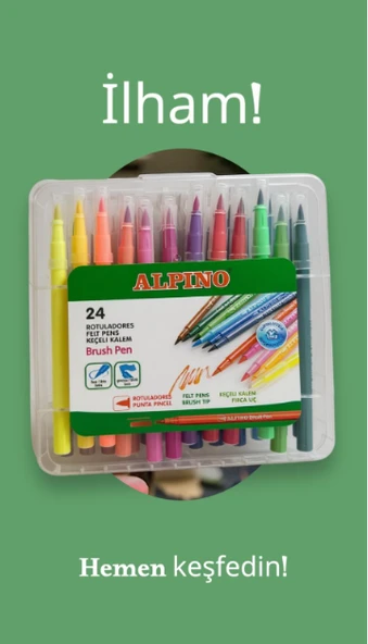 Alpino Brush Pen Fırça Uçlu Keçeli Kalem 24 Renk ürün görseli 1