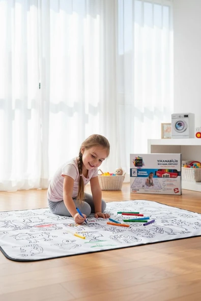 Çocuk Boyama Örtüsü Yıkanabilir 100x150 cm-Eğitici Aktivite Matı Seti ürün görseli 1