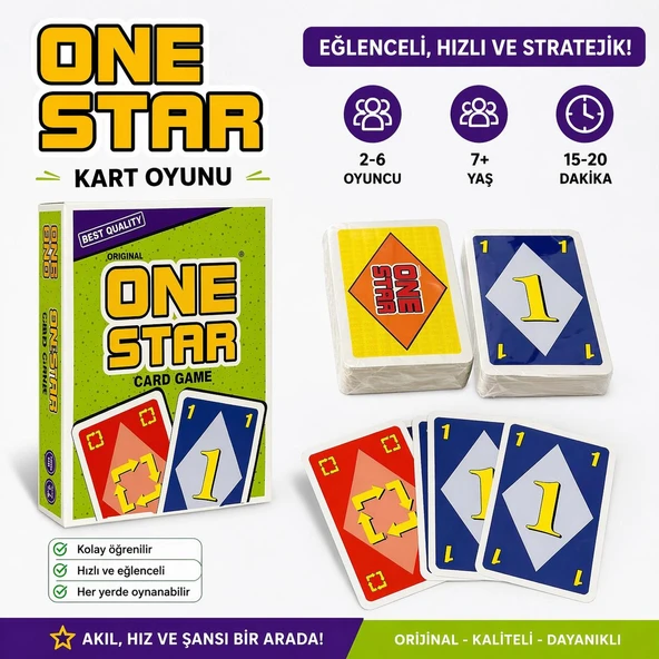 One Star Kart Oyunu 108 Kart Eğlenceli Aile Oyunu ürün görseli 1