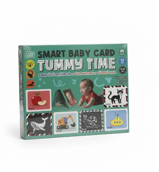 Laco Kids Tummy Time Smart Baby Card - Karın Üstü Aktivite Zeka Kartları + Güvenli Ayna (0-12 Ay) ürün görseli 1