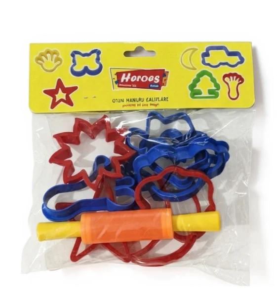 Heroes Oyun Hamuru Şekilli Kalıplar Seti - 9 lu + Mini Merdane - Resim 4