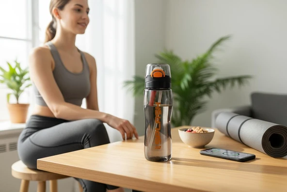 Titiz Rio matara 750 ml Siyah Renk -Kapaklı- Pipetli, BPA İçermez,Kapak Koruma Su Matarası ürün görseli 1