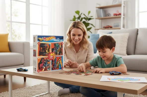 Hot Wheels 4 lü Puzzle Set - 24, 35, 54 ve 70 Parça ürün görseli 1