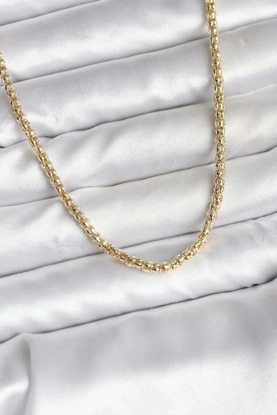14K Gold Renk Kaplama Boru Zincir Model CM Kadın Kolye ürün görseli 1