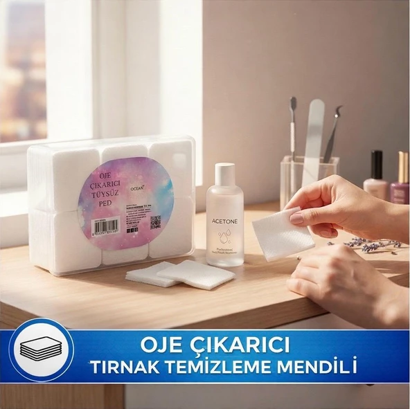 Oje Çıkarıcı Tüysüz Ped - Pratik Tırnak Temizleme Mendili ürün görseli 1