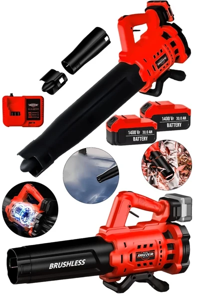 RED-Q Devir Ayarlı BL Motor 21Volt 3.0Ah 2x Akülü Toz Ot Çalı Yaprak Üfleme Süpürme Makinesi ürün görseli 1