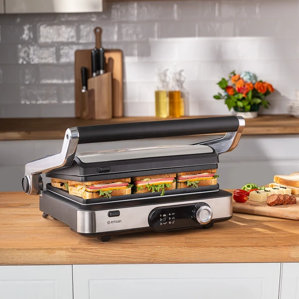 Emsan Grillmaster Inox Döküm Izgara ve Tost Makinesi 6 Dilim Kapasiteli ürün görseli 1