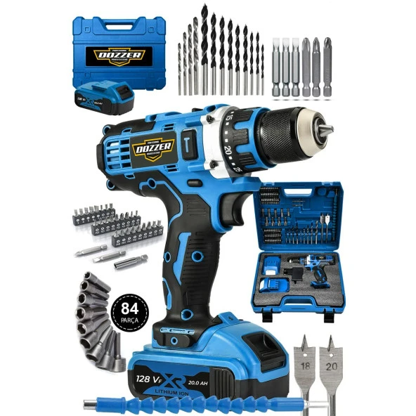 DOZZER Berlin 14.4V 3.0 Ah Compact Darbe Çelik Mandren Bakır Sargılı 84 Pcs Setli 2 Akülü Vidalama Matkap ürün görseli 1