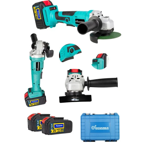 DOZZER Profesyonel 21 V 3 Ah Kömürsüz Motor Brushless 2 Akülü Dijital Devir Ayarlı Şarjlı Taşlama Makinasi ürün görseli 1