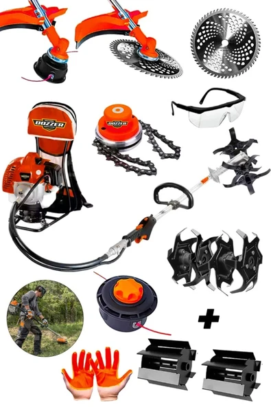 Dozzer LAND Seri 2.4Hp Benzinli Sırt Tipi Ot Çim Biçme Tırpan Makinesi Toprak Eşeleme +  Akrobat Çapa ürün görseli 1