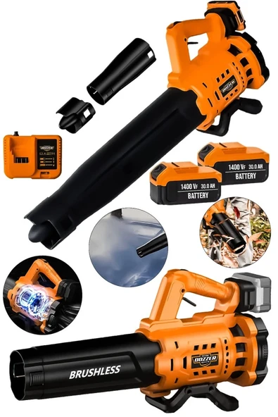 Devir Ayarlı Kömürsüz Motor 21v 3.0Ah 2x Akülü Toz Talaş Ot Çalı Yaprak Üfleme Süpürme Makinesi ürün görseli 1