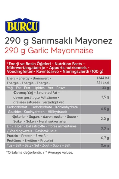 Burcu Sarımsaklı Mayonez 290 gr - Resim 2