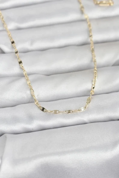 CM 14K Gold Renk Yassı Gemici Zincir Model 60 cm Kadın Kolye ürün görseli 1