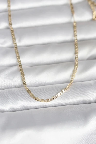 CM 14K Gold Renk Yassı Zincir Model 60 cm Kadın Kolye ürün görseli 1