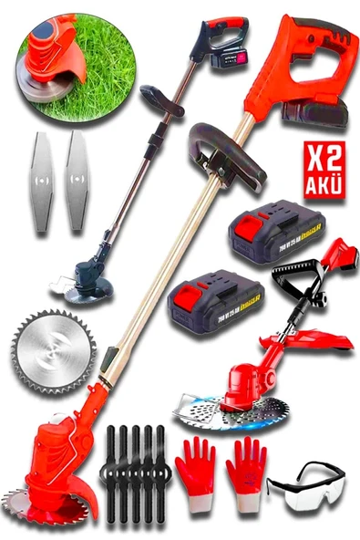 Dozzer Alman 798Vf  25 Ah Karbon Motor 2x Akülü Akülü Şarjlı Kenar Ot Çalı Çim Biçme Tırpan Makinesi ürün görseli 1