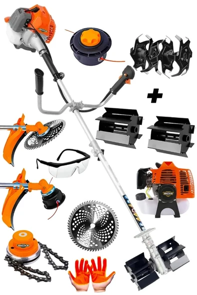 Dozzer Alman 2.1Hp Prof. Yan Tipi Benzinli Tırpan Ot Çalı Çim Biçme Makinesi + Akrobat +Dip Çapa ürün görseli 1