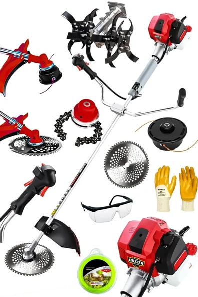 Alman 2.1 Hp Profesyonel Yan Tipi Benzinli Tırpan Ot Çalı Çim Biçme Makinesi +Çapa & Canavar Başlık ürün görseli 1
