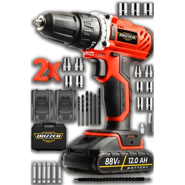 DOZZER Alman 12V 2 Ah Süper Seri Çift Çelik Şanzuman 2 Akülü Darbeli Akülü Vidalama Matkap Şarjlı Matkap ürün görseli 1