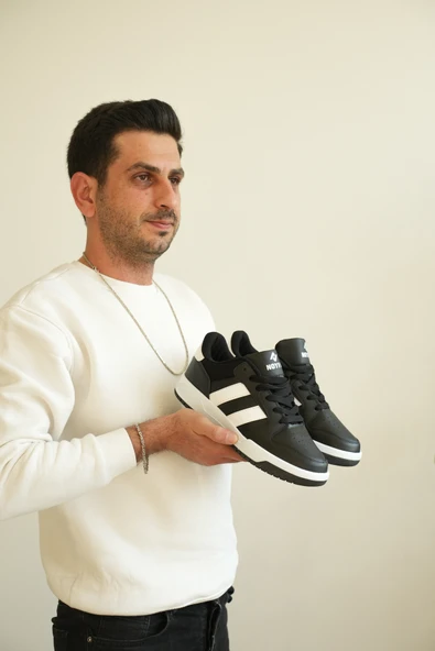 Kuback Siyah Beyaz Erkek Günlük Ayakkabı Yüksek Taban Comfort Casual SneakerKB-013 ürün görseli 1