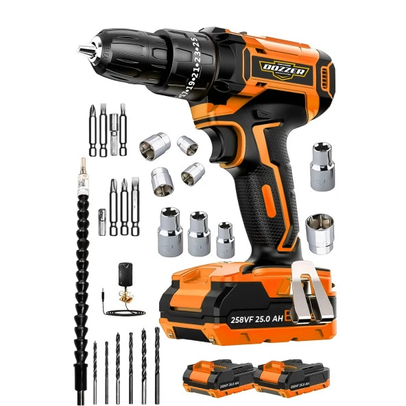 DOZZER Alman Hard-x Darbeli 12 V 2.0ah Çelik Şanzuman Bakır Sargılı 2 Akülü Vidalama Matkap Şarjlı Matkap ürün görseli 1