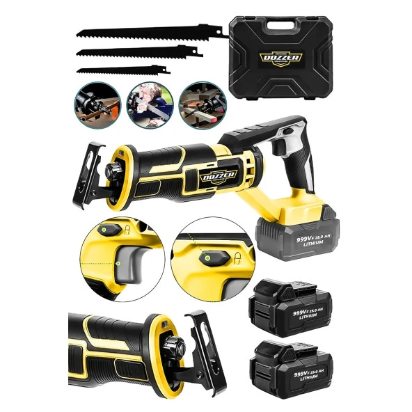 DOZZER FUCHS Serii 21V 3Ah Kömürsüz Motor Kemik Ahşap Demir Kesme Tilki Kuyruğu Akülü Testere Makinesi ürün görseli 1