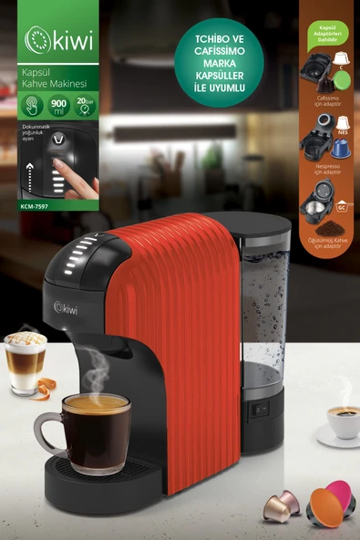 Kiwi Kcm-7597 Multikapsül Kahve Makinesi Kırmızı Dolce Gusto/ Toz Kahve Ile Uyumlu ürün görseli 1