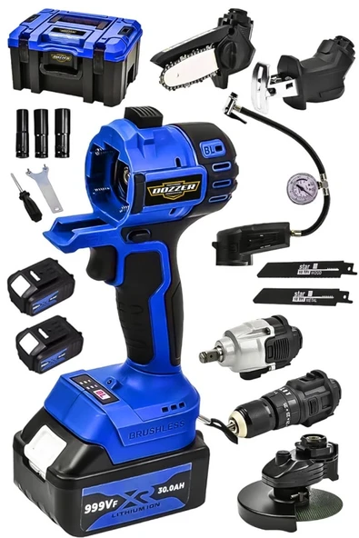Dozzer 21Volt  6 Lı Muhteşem Set Şarjlı Matkap Testere Tilki Kuyruğu Taşlama Somun Sökme Havalı Pompa ürün görseli 1