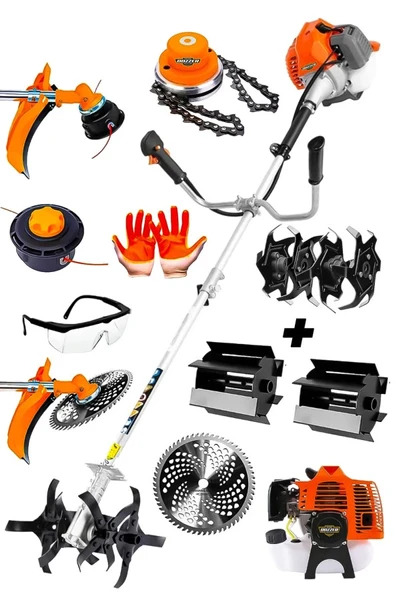 Dozzer Alman ORX 2.1Hp Prof. Yan Tipi Benzinli Tırpan Ot Çalı Çim Biçme Makinesi + Akrobat +Dip Çapa ürün görseli 1