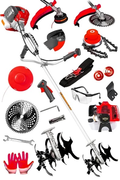 Dozzer Alman 2.1 Hp Prof. Yan Tipi Benzinli Tırpan Ot Çalı Çim Biçme Makinesi + Çapa & Canavar Başlık ürün görseli 1