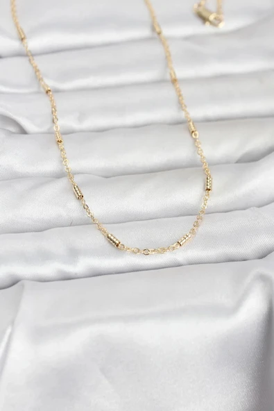 CM 14K Gold Renk Bar Zincir Model 60 cm Kadın Kolye ürün görseli 1