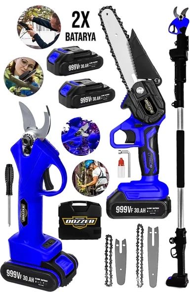 Dozzer BLU Garden 2Li Set 21V 3.0Ah 3Mt Teleskopik Dal Kesme Makası & Budama Bıçkı Testere Makinesi ürün görseli 1