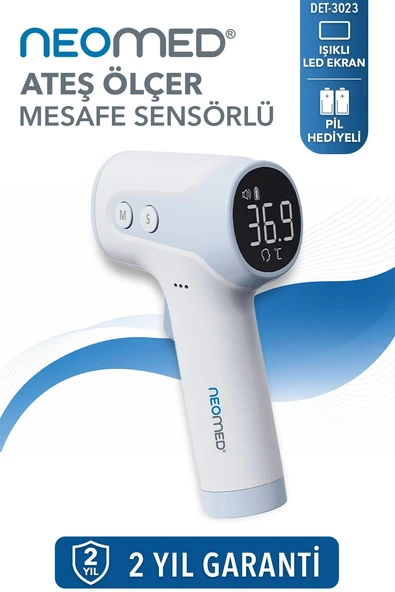 Neomed DET-3023 Premium Akıllı Mesafe Sensörlü Led Işıklı Temassız Dijital Ateş Ölçer ürün görseli 1