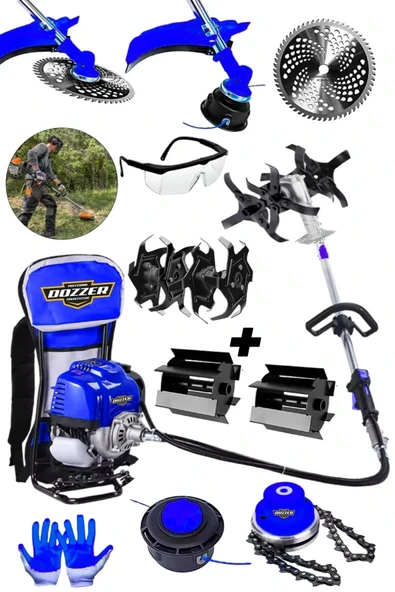 Dozzer Arazi Seti 2.4Hp Benzinli Sırt Tipi Ot Çim Biçme Tırpan Makinesi Toprak Eşeleme + Akrobat Çapa ürün görseli 1