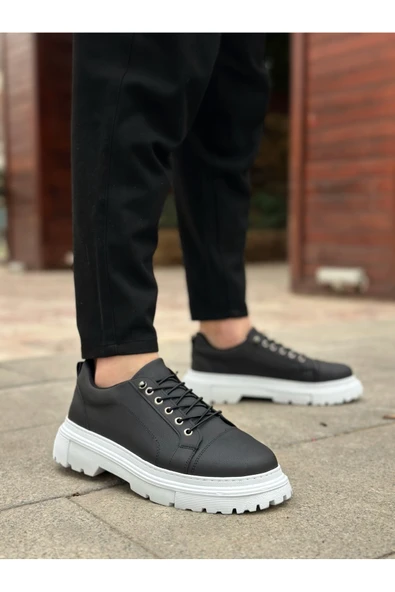 BOA Siyah Erkek Günlük Ayakkabı Akıllı Lastik Bağcıklı Yüksek Taban Comfort CasuaBA0245 ürün görseli 1