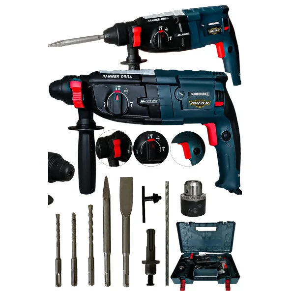 DOZZER Alman 2.30Mm 1500 Watt Bakır Sargılı Çift Çelik Şanzuman Kırıcı Delici Hilti Matkap 5pcs Uç Hediye ürün görseli 1