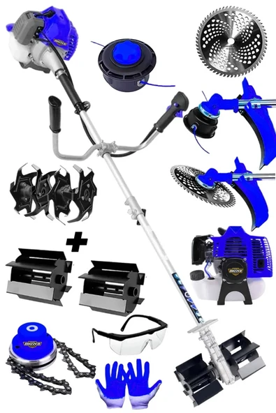 Dozzer BLX 2.1 Hp Prof. Yan Tipi Benzinli Tırpan Ot Çalı Çim Biçme Makinesi + Akrobat +Dip Çapalama ürün görseli 1