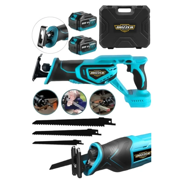 DOZZER FUCHS Serii 21V 3Ah Kömürsüz Motor Kemik Ahşap Demir Kesme Tilki Kuyruğu Akülü Testere Makinesi ürün görseli 1