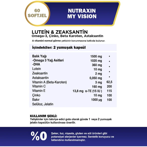 Nutraxin My Vision Göz Vitamini 60 Kapsül - Resim 2