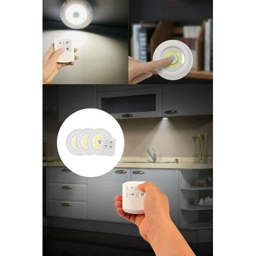 Uzaktan Kumandalı Yapışkanlı 3'Lü Led Spot Lamba ürün görseli 1