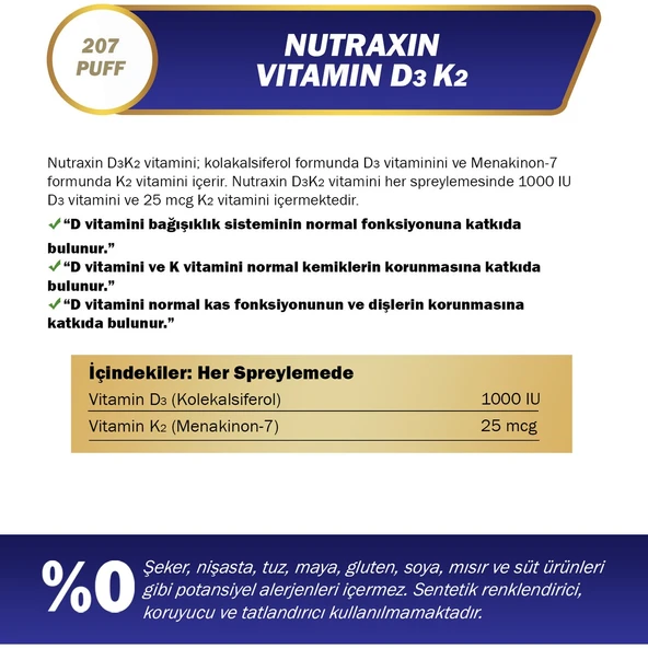 Nutraxin Vitamin D3K2 Sprey 30ml ürün görseli 1