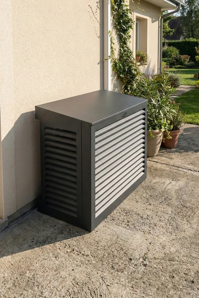 Klima Motoru/Dış Ünite Gizleme/Koruma Kafesi S 9000 BTU - 18000 BTU 98x50x70(H) Alüminyum Açılı Condor  Antrasit ürün görseli 1