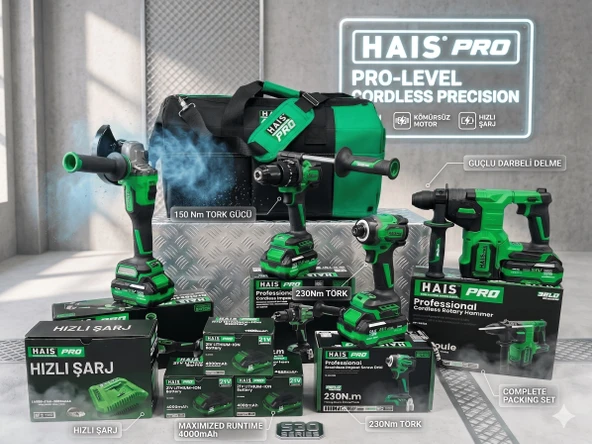 HaisPro 4'lü Profesyonel Akülü Set 21v Rb-04 ürün görseli 1