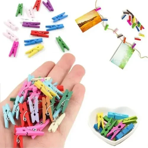 100Lü Renkli Ahşap Mandal Seti 2.5 Cm - Resim 4