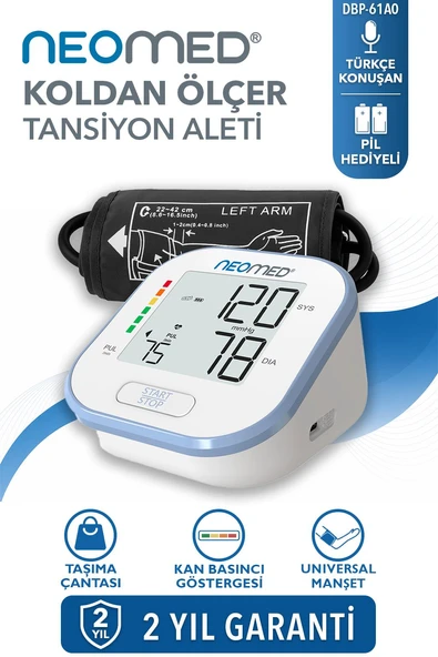 Neomed DBP-61A0 Türkçe Konuşan Tek Tuşla Ölçen Üst Koldan Dijital Tansiyon Aleti ürün görseli 1