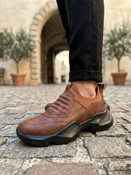 Taba Bağcıksız Yüksek Taban Erkek Sneaker Bot - Resim 3