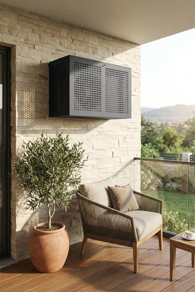 Klima Motoru/Dış Ünite Gizleme/Koruma Kafesi XS 7000 BTU - 9000 BTU 86X44X65(H) Alüminyum Square  Antrasit ürün görseli 1