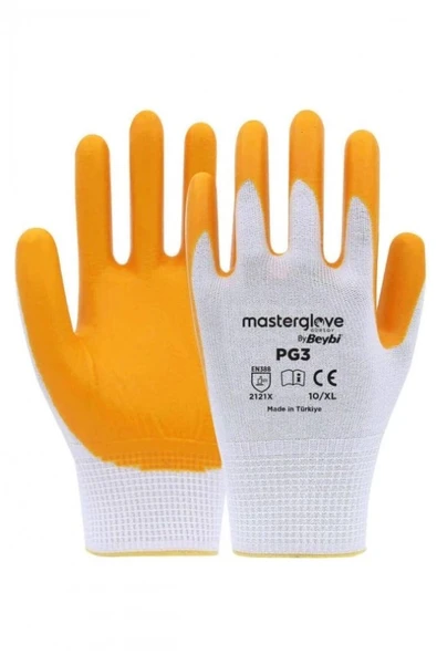 Master Glove PG3 Sarı Polyester Nitril İş Eldiveni 10 Beden x 2 Adet ürün görseli 1