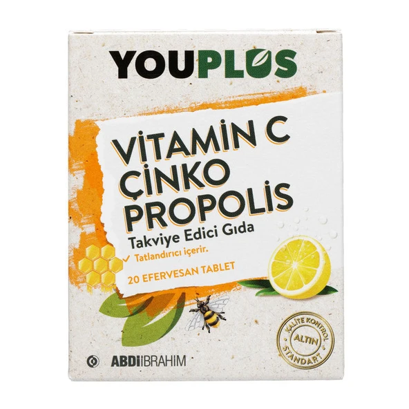 Youplus Vitamin C Çinko Propolis 20 Efervesan Tablet ürün görseli 1